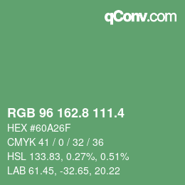 カラーコード: RGB 96 162.8 111.4 | qconv.com