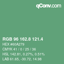 カラーコード: RGB 96 162.8 121.4 | qconv.com