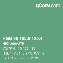 カラーコード: RGB 96 162.8 126.4 | qconv.com