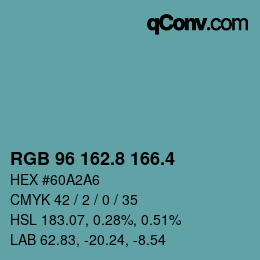 カラーコード: RGB 96 162.8 166.4 | qconv.com