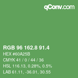 カラーコード: RGB 96 162.8 91.4 | qconv.com