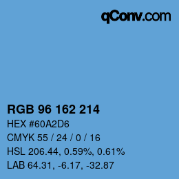 Color code: RGB 96 162 214 | qconv.com