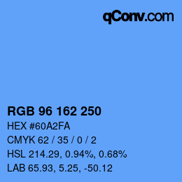Color code: RGB 96 162 250 | qconv.com