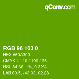 Color code: RGB 96 163 0 | qconv.com