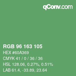 Color code: RGB 96 163 105 | qconv.com