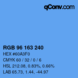 Color code: RGB 96 163 240 | qconv.com