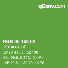 Código de color: RGB 96 163 62 | qconv.com