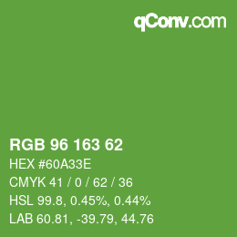 Código de color: RGB 96 163 62 | qconv.com