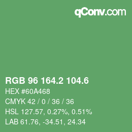 カラーコード: RGB 96 164.2 104.6 | qconv.com