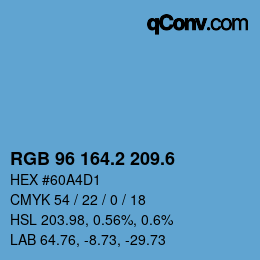 カラーコード: RGB 96 164.2 209.6 | qconv.com