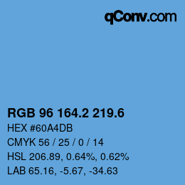 カラーコード: RGB 96 164.2 219.6 | qconv.com