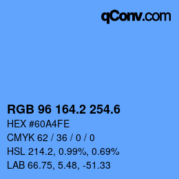 カラーコード: RGB 96 164.2 254.6 | qconv.com