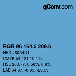 カラーコード: RGB 96 164.6 209.6 | qconv.com