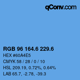 カラーコード: RGB 96 164.6 229.6 | qconv.com