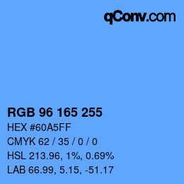 Color code: RGB 96 165 255 | qconv.com