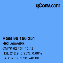 Color code: RGB 96 166 251 | qconv.com
