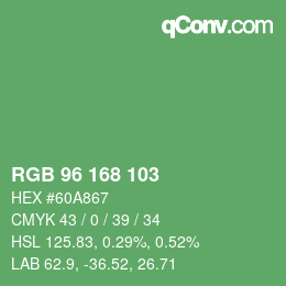 Color code: RGB 96 168 103 | qconv.com