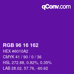 Color code: RGB 96 16 162 | qconv.com