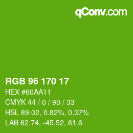 Color code: RGB 96 170 17 | qconv.com