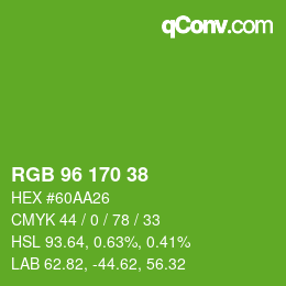 Color code: RGB 96 170 38 | qconv.com