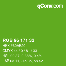 Color code: RGB 96 171 32 | qconv.com