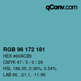 Code couleur: RGB 96 172 181 | qconv.com