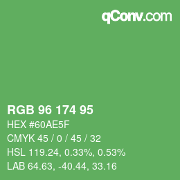 Color code: RGB 96 174 95 | qconv.com