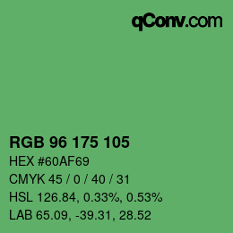 カラーコード: RGB 96 175 105 | qconv.com