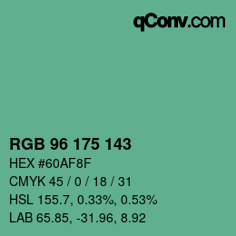 Color code: RGB 96 175 143 | qconv.com