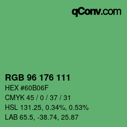 Color code: RGB 96 176 111 | qconv.com