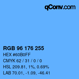 Color code: RGB 96 176 255 | qconv.com