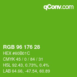 Código de color: RGB 96 176 28 | qconv.com