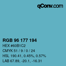 カラーコード: RGB 96 177 194 | qconv.com
