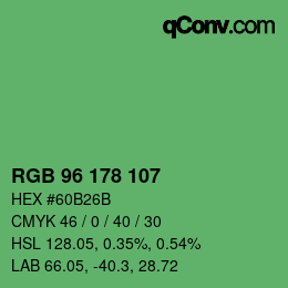 Color code: RGB 96 178 107 | qconv.com