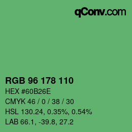 Color code: RGB 96 178 110 | qconv.com