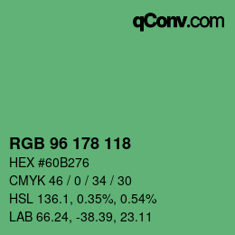 Color code: RGB 96 178 118 | qconv.com