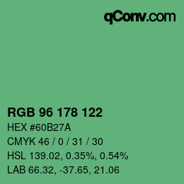 Color code: RGB 96 178 122 | qconv.com