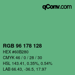 Color code: RGB 96 178 128 | qconv.com