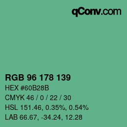Color code: RGB 96 178 139 | qconv.com