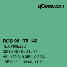 Color code: RGB 96 178 140 | qconv.com