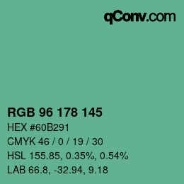 Color code: RGB 96 178 145 | qconv.com
