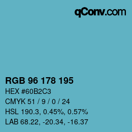 Código de color: RGB 96 178 195 | qconv.com