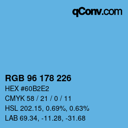 颜色代码: RGB 96 178 226 | qconv.com
