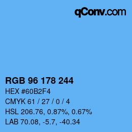 カラーコード: RGB 96 178 244 | qconv.com