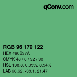 カラーコード: RGB 96 179 122 | qconv.com