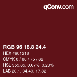 カラーコード: RGB 96 18.8 24.4 | qconv.com