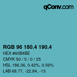 カラーコード: RGB 96 180.4 190.4 | qconv.com
