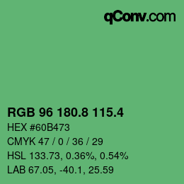 カラーコード: RGB 96 180.8 115.4 | qconv.com