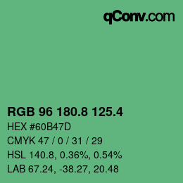 カラーコード: RGB 96 180.8 125.4 | qconv.com
