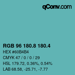 カラーコード: RGB 96 180.8 180.4 | qconv.com